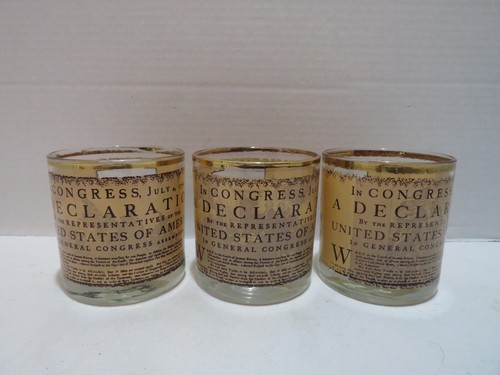 VTG DECLARATION OF INDEPENDANCE ROCKS GLASSES SET OF 3-1976 BICENTENIAL - Picture 3 of 6