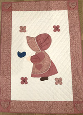 Handmade Amish Vintage Baby Quilt Holly Hobby 55X40