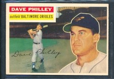 1956 Topps #222: DAVE PHILLEY Baltimore Orioles ~ EX to EX+