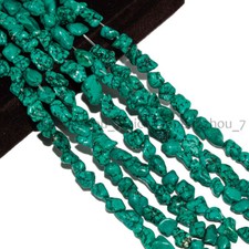 Real Natural Green Turquoise 6-10mm Irregular Gem Nugget Loose Beads Strand 15''
