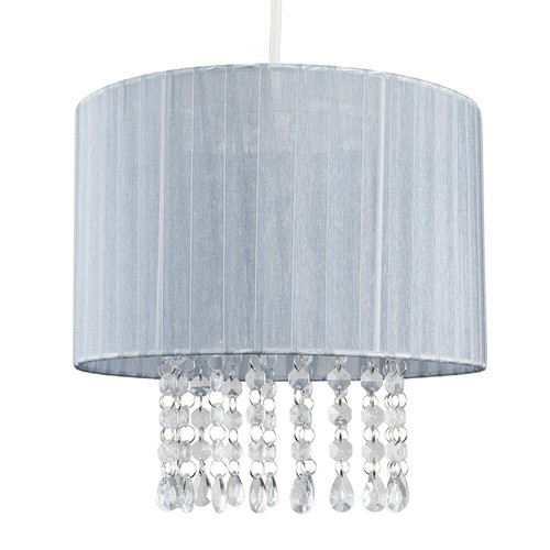 Drum Ceiling Light Shade Modern Voile Easy Fit Lampshades Jewel Droplets Lights - Picture 30 of 30