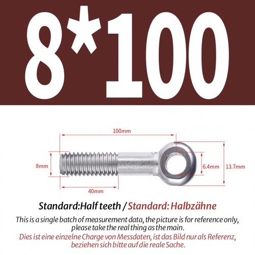 M5-M24 Eye Bolts Threaded Rings A2 Stainless Catenary Wire Hanging Eyelet Screws - Picture 46 of 150