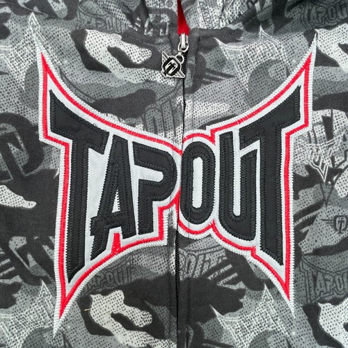 Tapout Hoodie Youth Large Gray All Over Logo Print Camo MMA WWE Y2K Sweatshirt - Picture 3 of 15