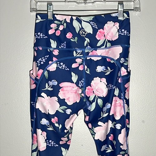 Maven Thread Blue Pink Floral 7/8 Length Athleisure Leggings Women's S - Picture 5 of 6