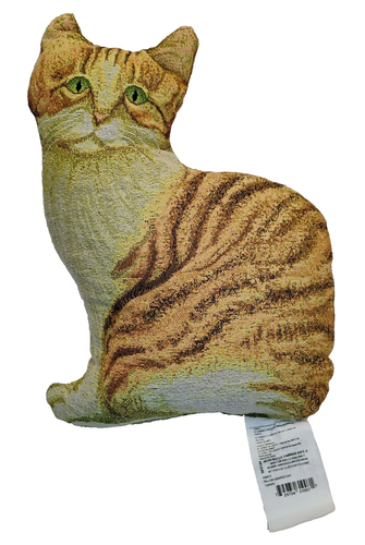 Almohada en forma de gato Percy 16" felpa naranja a rayas atigrado - Imagen 3 de 7
