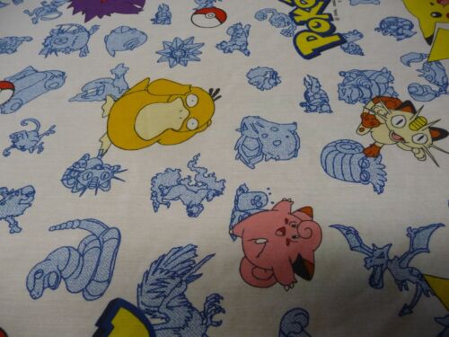 Vintage POKEMON Twin flat sheet anime fabric 90s Pikachu Springs excellent cond. - Picture 3 of 6