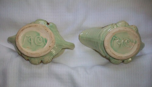 Vintage 40s McCOY Pale Green Art Pottery Pinecone Tea Set Teapot Sugar & Creamer - Picture 10 of 12
