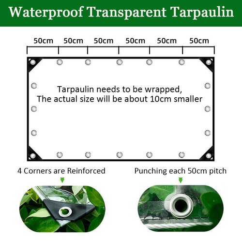 Waterproof Clear Tarp With Grommets Heavy Duty PVC Patio Vinyl Tarpaulin Cover - Picture 143 of 156