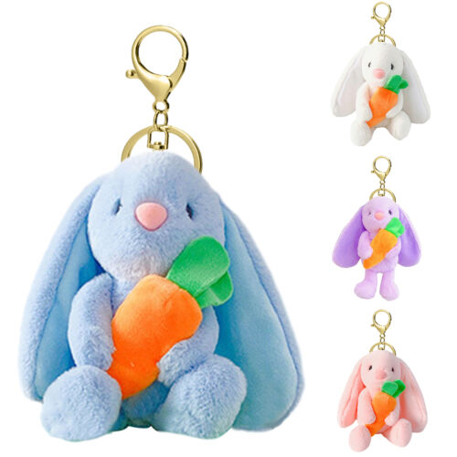 Fluffy Bunny Keychain Fuzzy Bunny Keychain Easter Stuffed Animal Pendant 6.69 In