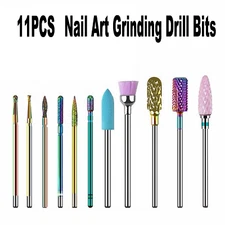 11PCS Diamond Bullet Bit Electric Manicure Machine Nail Art Grinding Drill Bits