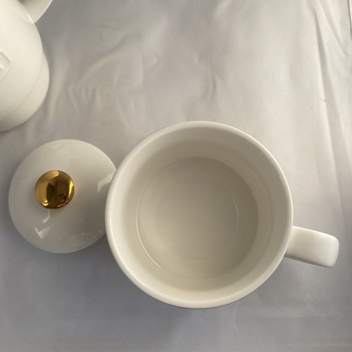 Twinings White Ceramic Tea Set For One (Teapot & Cup Set) Gold Detailing - Picture 11 of 20