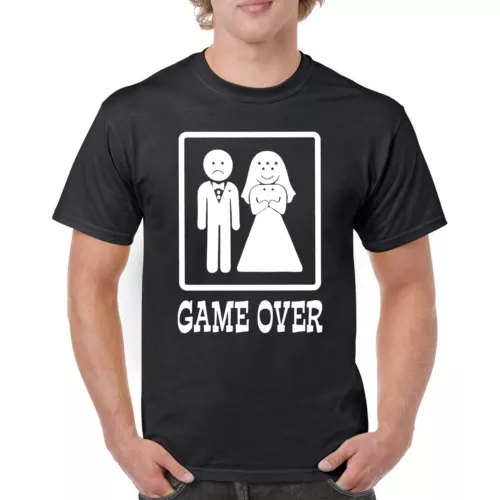 Game Over T-Shirt Funny Groom Bride Tee Shirt Bachelor Wedding Gift Husband Wife