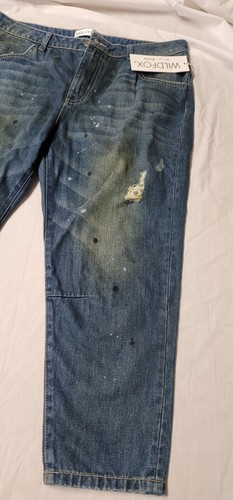 Wildfox Sz 31 Baggy Crop Jeans Da Vinci Distressed Paint Splatter Loose Fit - Picture 3 of 7