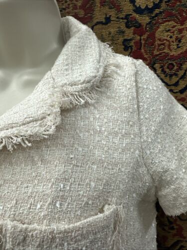 Thirty/Thirty LA Tweed Anzug Cropped Sakko Kleid Creme Ivory Small (👁️ Maße.) - Bild 4 von 15