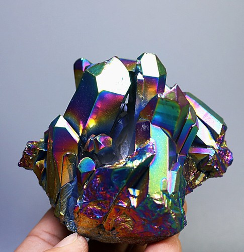 0.93lb Colorful Aura Quartz Crystal Titanium Bismuth Silicon Cluster Rainbow - Picture 10 of 12