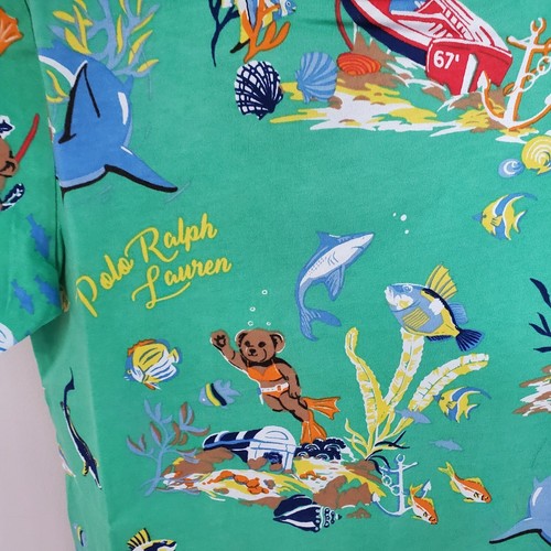 Polo Ralph Lauren T-Shirt Green Slim Fit Polo Bear Diving Kids Size 8 - Picture 4 of 4