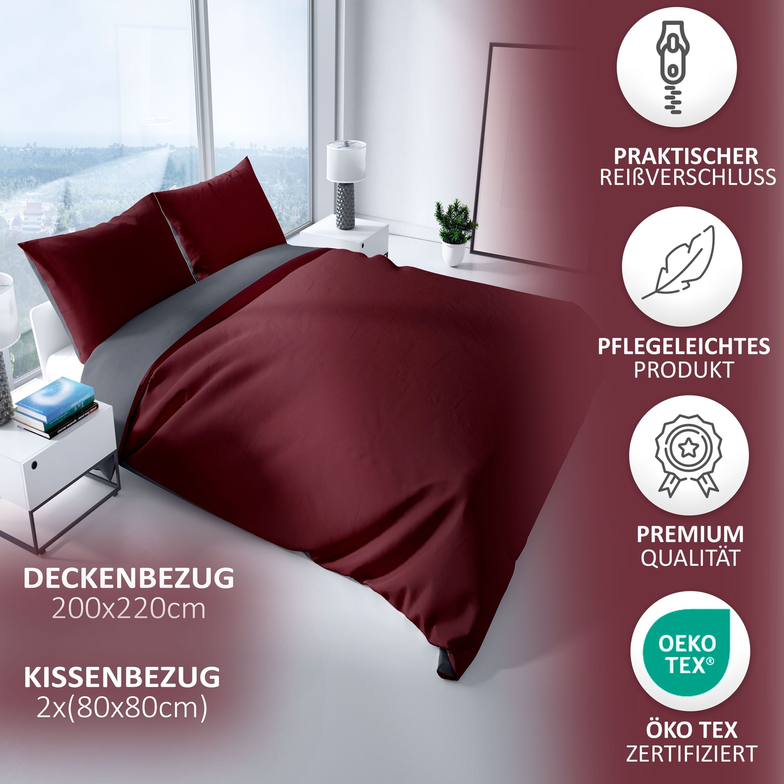 Bettwäsche Baumwolle 135x200 Set Luxus Satin Hotel Uni 155x200 200x200 200x220