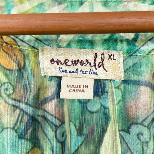 One World Peasant Blouse Size XL Tunic Top Sheer Boho Art Deco Fairy Festival - Picture 2 of 14