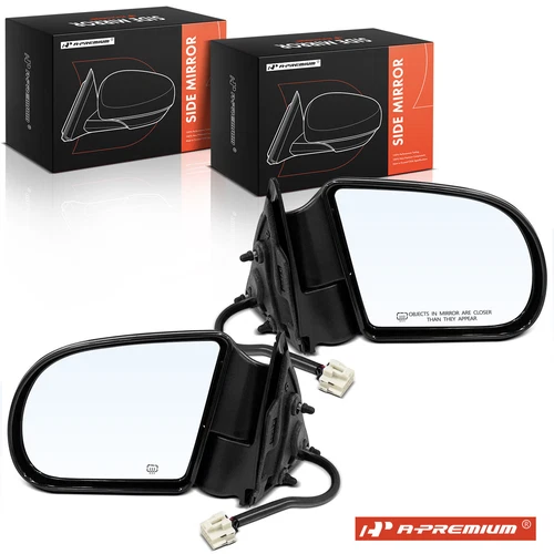 Pair Black Textured Power Heated Mirror for Chevy Blazer S10 GMC Sonoma Olds