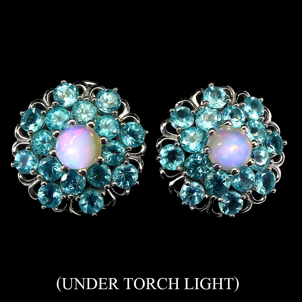 Orecchini A Cerchio Con Opale Di Fuoco In Argento 925 - Donna, Eleganti, Peso 1,32g - copertina