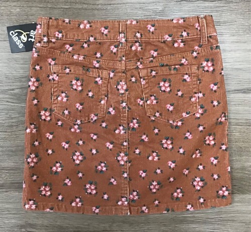 Girls' Mid-Rise Corduroy Allover Floral Print Skirt Adjustable Waist L (10/12) - Picture 3 of 3