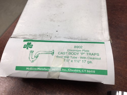 McGuire 8902 Chrome P Trap 1-1/4 x 1-1/2" Cast Brass P-Trap 17 Ga With Clean out - Picture 2 of 9