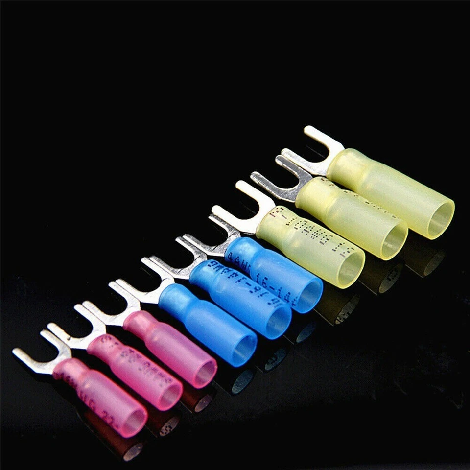 120PCS Insulated Electrical Heat Shrink Fork Wire Spade Crimp Terminal Connector - Image 4 of 4