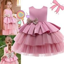 Flower Girls Kids Party Tutu Dress Wedding Princess Dresses Formal For 1-6 Age