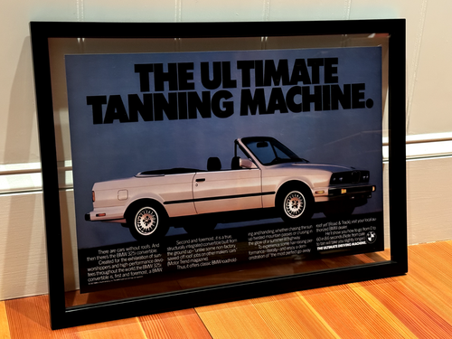 Large Vintage BMW E30 325i Convertible The Ultimate Tanning Machine Ad Poster - Picture 3 of 4