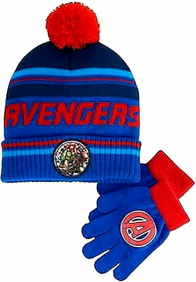 Marvel Avenges Little Boys Knit Hat Gloves Set NWT One Size