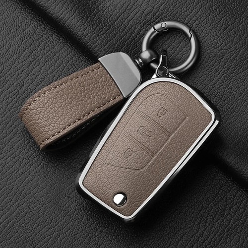 Aluminum Alloy Goatskin Key Case Cover For Toyota Avalon Camry Corolla Fortuner - Picture 26 of 26