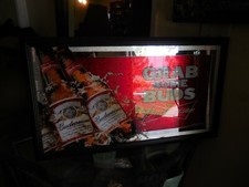 Budweiser Anheuser Busch "Grab Some Buds" Bar Pub Reflective Glass Mirror Sign