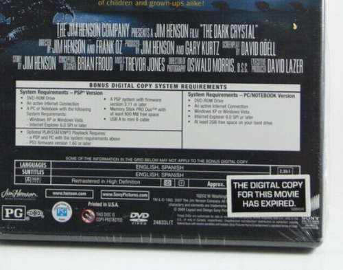 The Dark Crystal DVD Jim Henson Gary Kurtz Classic SEALED Widescreen - Picture 6 of 12