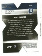 2020 TOPPS TY COBB DECADE OF DOMINANCE DIE CUT BLACK #DOD-8 #'d 075/299