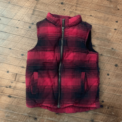 Gymboree red and black buffalo plaid S quilted puffer vest