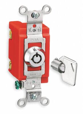 Hubbell Hbl1223rkl Wall Swtch,3-Way,20A,Ss,Barrl Key Lockng