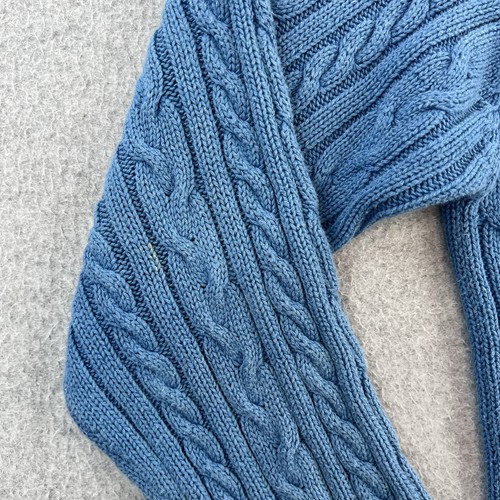 Vintage J Crew Sweater Mens Medium Blue Cable Knit Oarsman Pullover Preppy Adult - Picture 14 of 17
