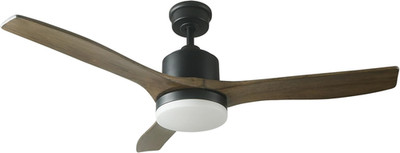 Canton 52'' Ceiling Fan with Carved Wood Blades & LED Remote - Matte Black