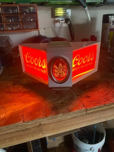 1970s Coors Banquet Beer Display Light Table Bar Top Sign 8"x4" Vintage Works!