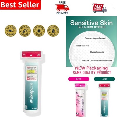 Gentle Exfoliating Cotton Pads, 80 Count - Perfect for Makeup Removal & Care