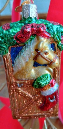 Weihnachtspony im Pferdestall mundgeblasenes Glas alte Welt Weihnachtsschmuck - Bild 4 von 4