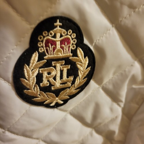 Gilet trapuntato RALPH LAUREN nero etichetta patch diamante donna M zip a scatto avorio - Foto 5 di 6