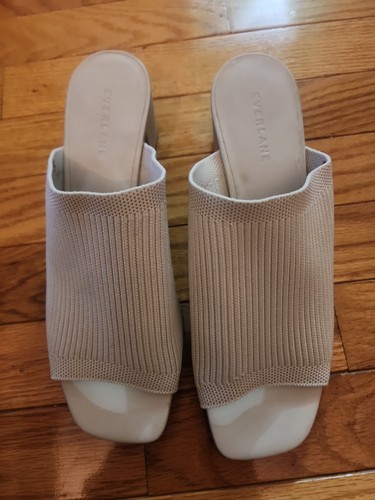 Nwot! Everlane The Day Glove ReKnit Bone Color Block Heel  Open Toe Mules Sz 8.5