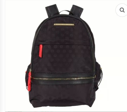 BETSEY JOHNSON Black Backpack Floral Exterior Leather Faux Straps