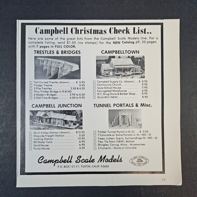 #ad #ad 1972 Campbell Scale Models Railroading Accessories Vintage Print Ad Tustin CA $7.13