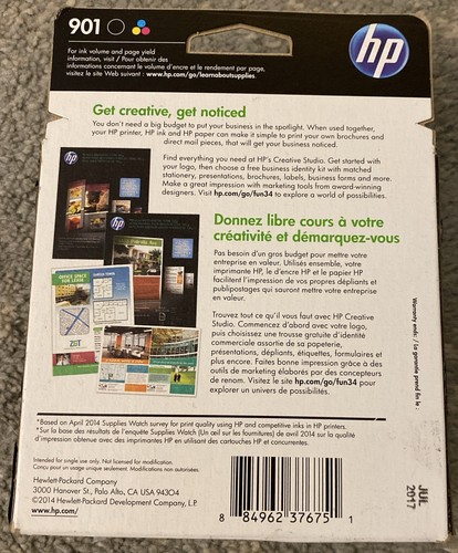 Brand New HP 901 Black and Tri-color Ink Cartridges 2 PACK CN069FN EXP 07/2017 - Picture 4 of 5
