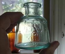 1880s CPCo (CROSS PEN CO PROVIDENCE,RI) CONE INK BOTTLE W/THUMBPRINT PANELS