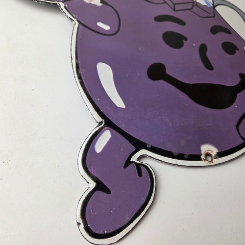 Vintage Kool Aid Sign - Fruit Beverage Mix Powder Grape Porcelain Gas Pump Sign - Picture 10 of 14