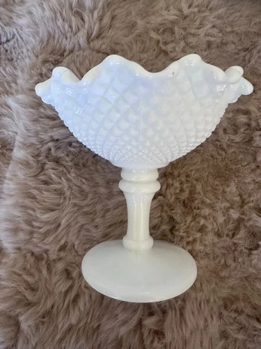 Westmoreland England Vintage 50’ English Hobnail Milk Glass Compote Candy Dish
