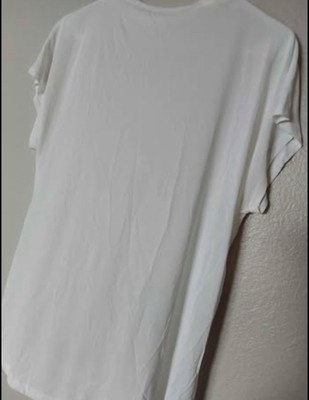 Calvin Klein Top, Women s Size Medium White NWT Silky Short Sleeve Blouse